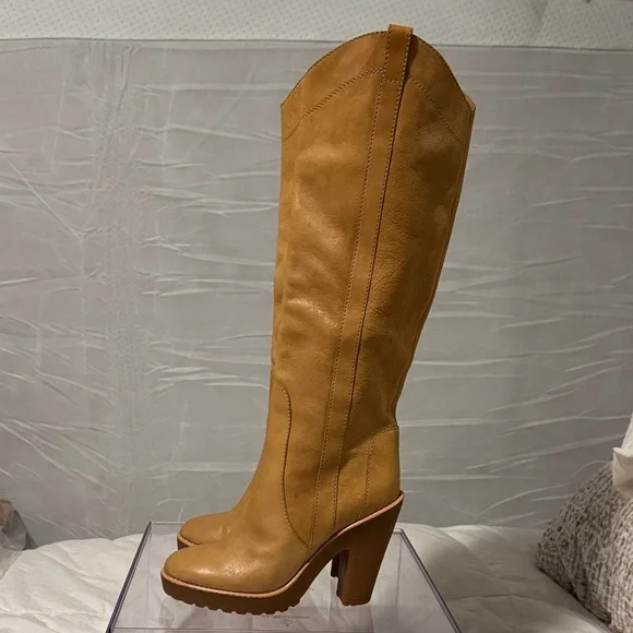 Tan Knee-High Leather Boots - Picture 4 of 10